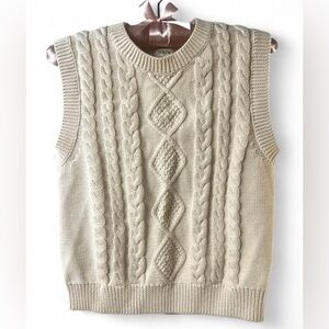 NWT J. Crew Cream Cable Knit Sweater Vest Small 100% Cotton